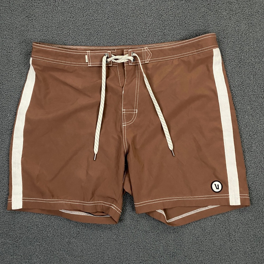 Vuori Puerto Board Shorts Mens 36 Brown Swim Trunks No Liner Beach V3004